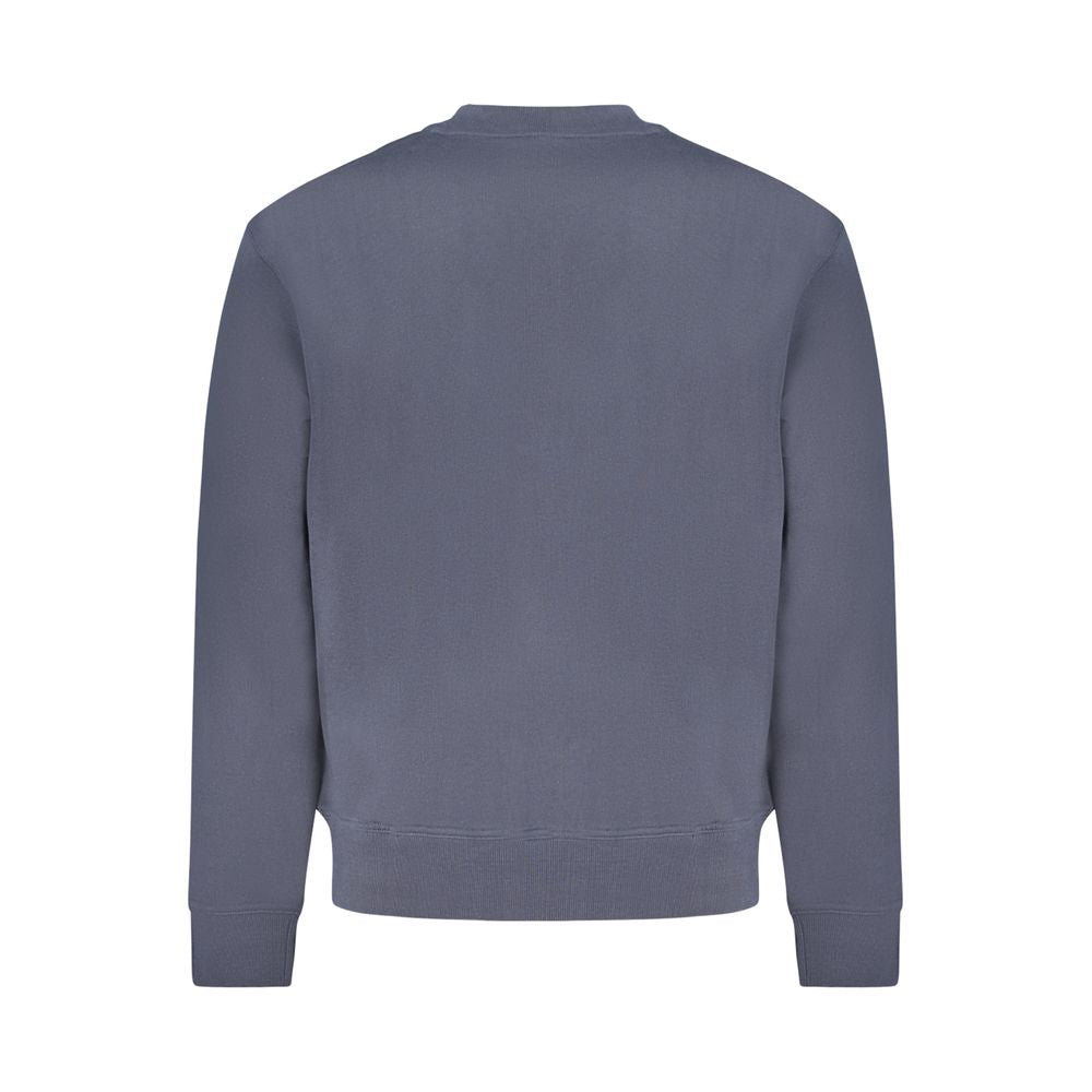 Back view of Hugo Boss Blue Cotton Men Sweater showcasing crew neck and classic design.