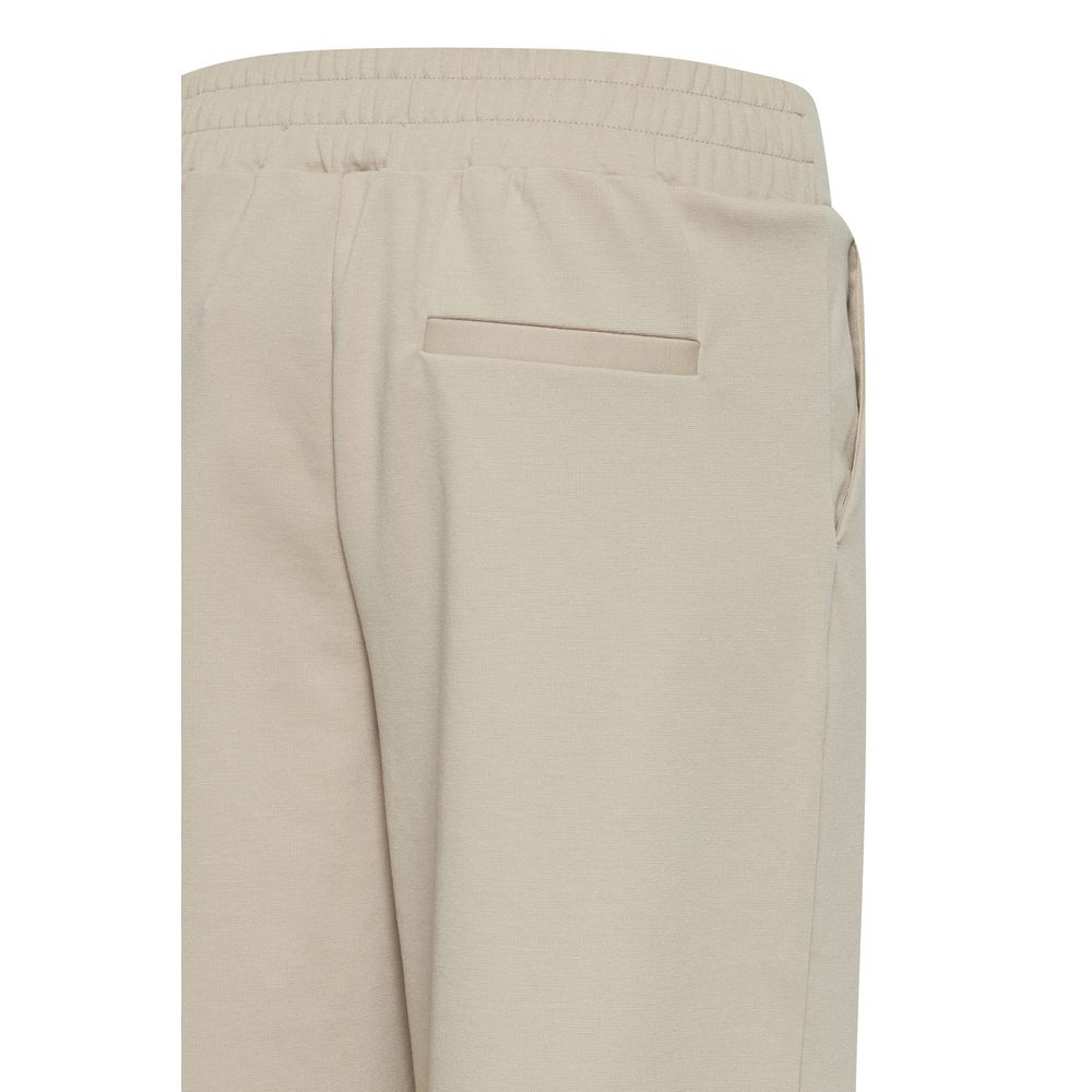 ICHI Beige Recycled Polyurethane Casual Pants ICHI
