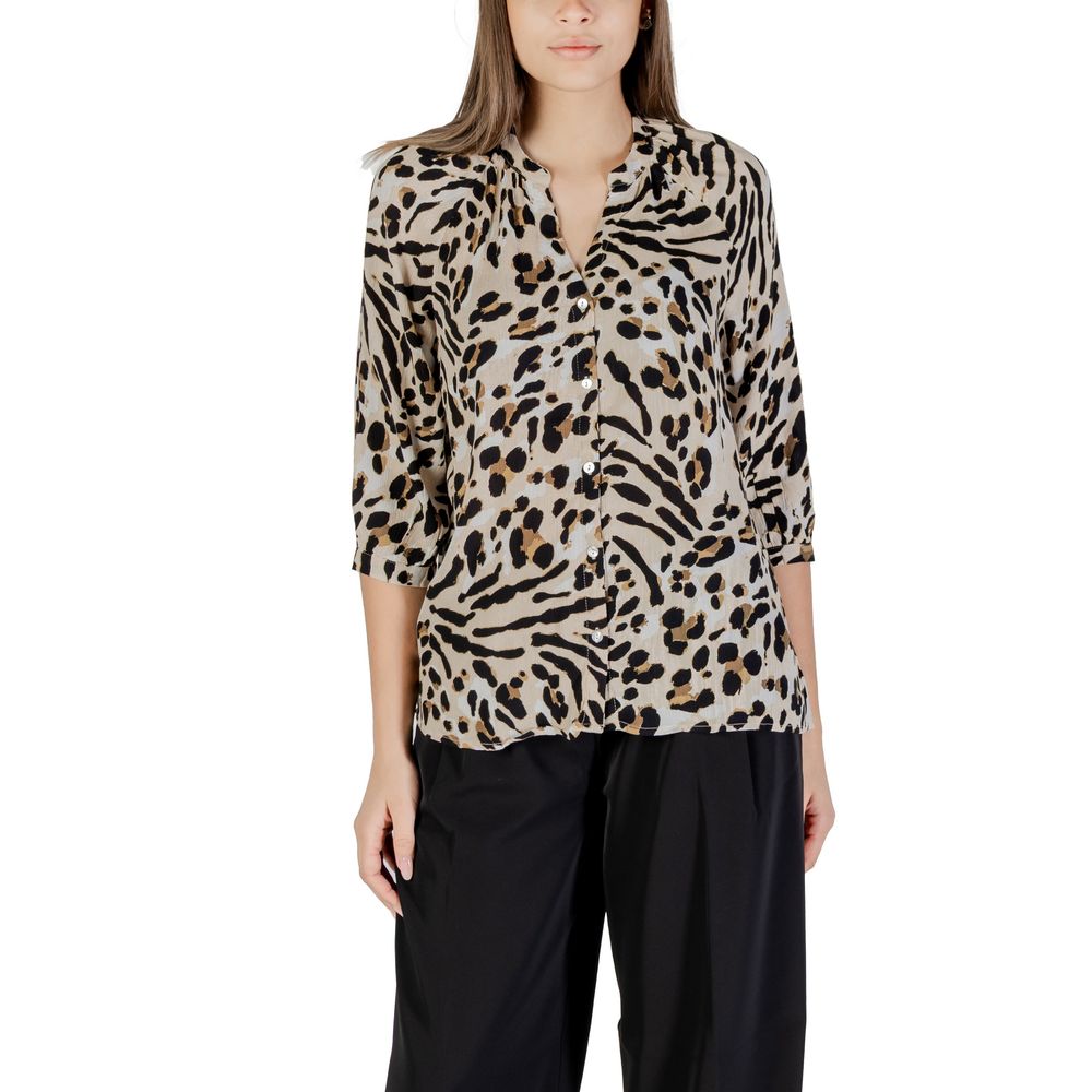 ICHI Beige Viscose Blouse ICHI