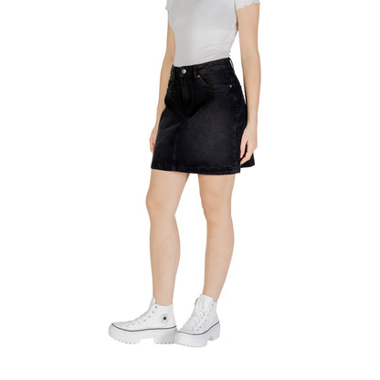 ICHI Black Cotton Mini Skirt ICHI