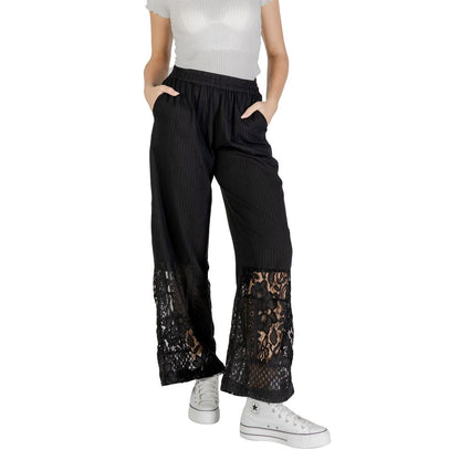 ICHI Black Cotton Pant ICHI