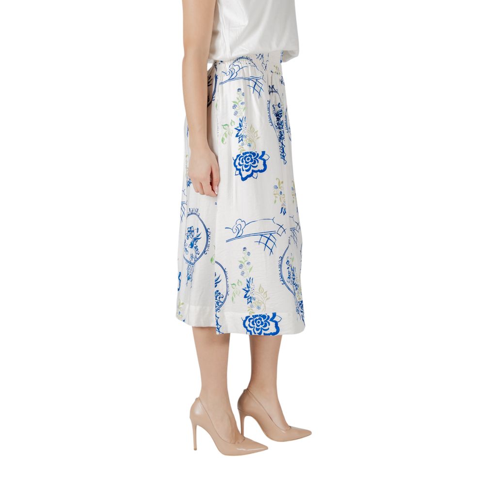 ICHI White Viscose Skirt