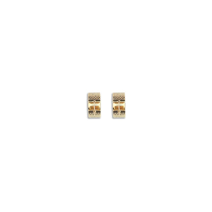 Jil Sander Gold Brass Earrings with geometric texture and minimalist design, perfect for elegant looks. Made from 100% brass.