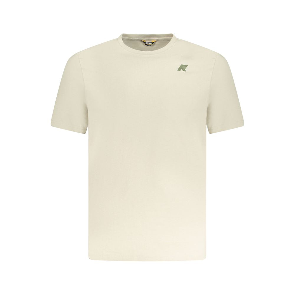 K-WAY Beige Cotton T-Shirt with short sleeves, crew neck, and embossed logo. Casual and stylish summer wear.