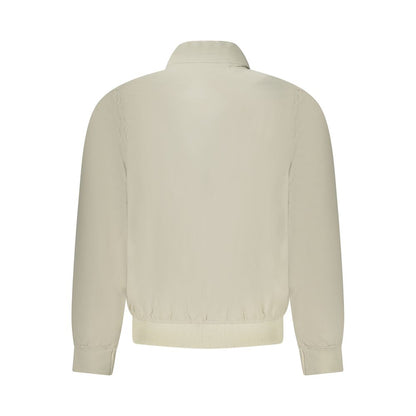 Back view of K-WAY Beige Nylon Men Jacket with a sleek design.