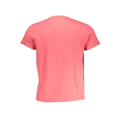 Back view of K-WAY Pink Cotton T-Shirt, short-sleeved crew neck with logo print.