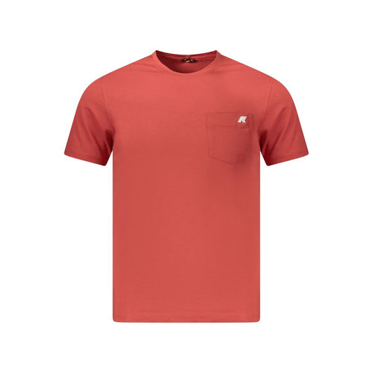 K-WAY Red Cotton Men T-Shirt with crew neck and logo pocket, short-sleeve, fashion-forward design, rich red color, classic silhouette.