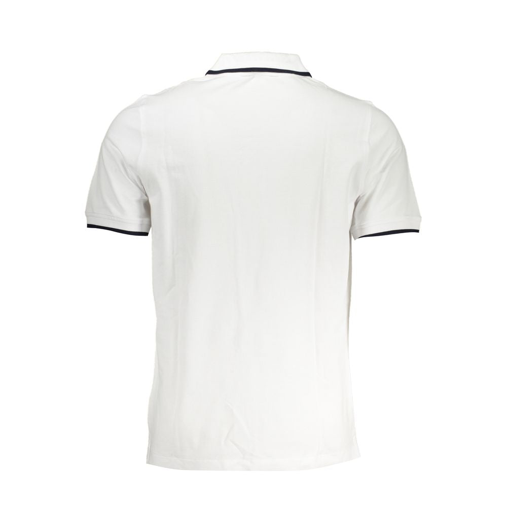 K-WAY White Cotton Polo Shirt back view, short-sleeved, 2 buttons, with contrast details and logo. Perfect summer wear.