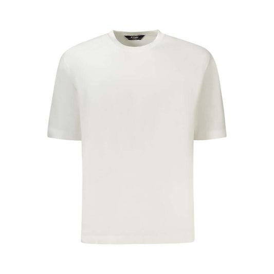 K-WAY White Cotton Sweater, short-sleeved, crew neck T-shirt with logo, perfect for casual wear.