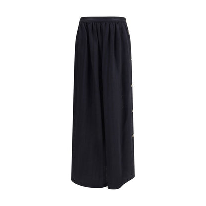 Kristina Ti Black Fleece Wool Long Skirt Kristina Ti