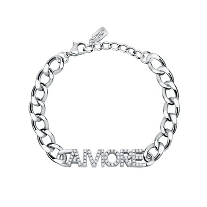 LA PETITE STORY JEWELRY Mod. LPS05ASD36 Amore bracelet with silver chain and crystal embellishments.