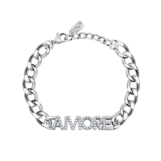 LA PETITE STORY JEWELRY Mod. LPS05ASD36 Amore bracelet with silver chain and crystal embellishments.