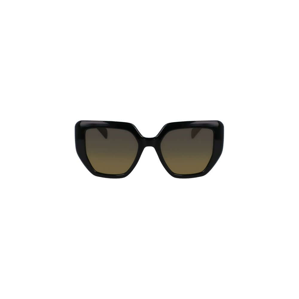 Liu Jo Black Bio Injected Women Sunglasses with square lenses featuring yellow tint. Eco-friendly chic eyewear. Lens width: 52 mm.