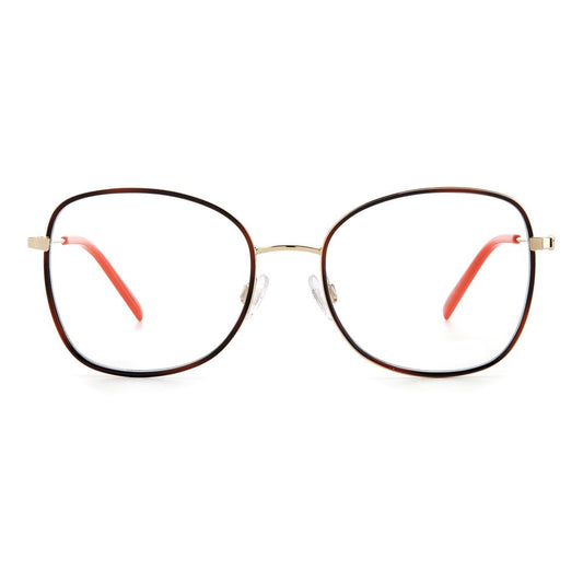 M Missoni Gold Metal Frames featuring square lenses and gold temples, perfect for stylish eyewear needs.