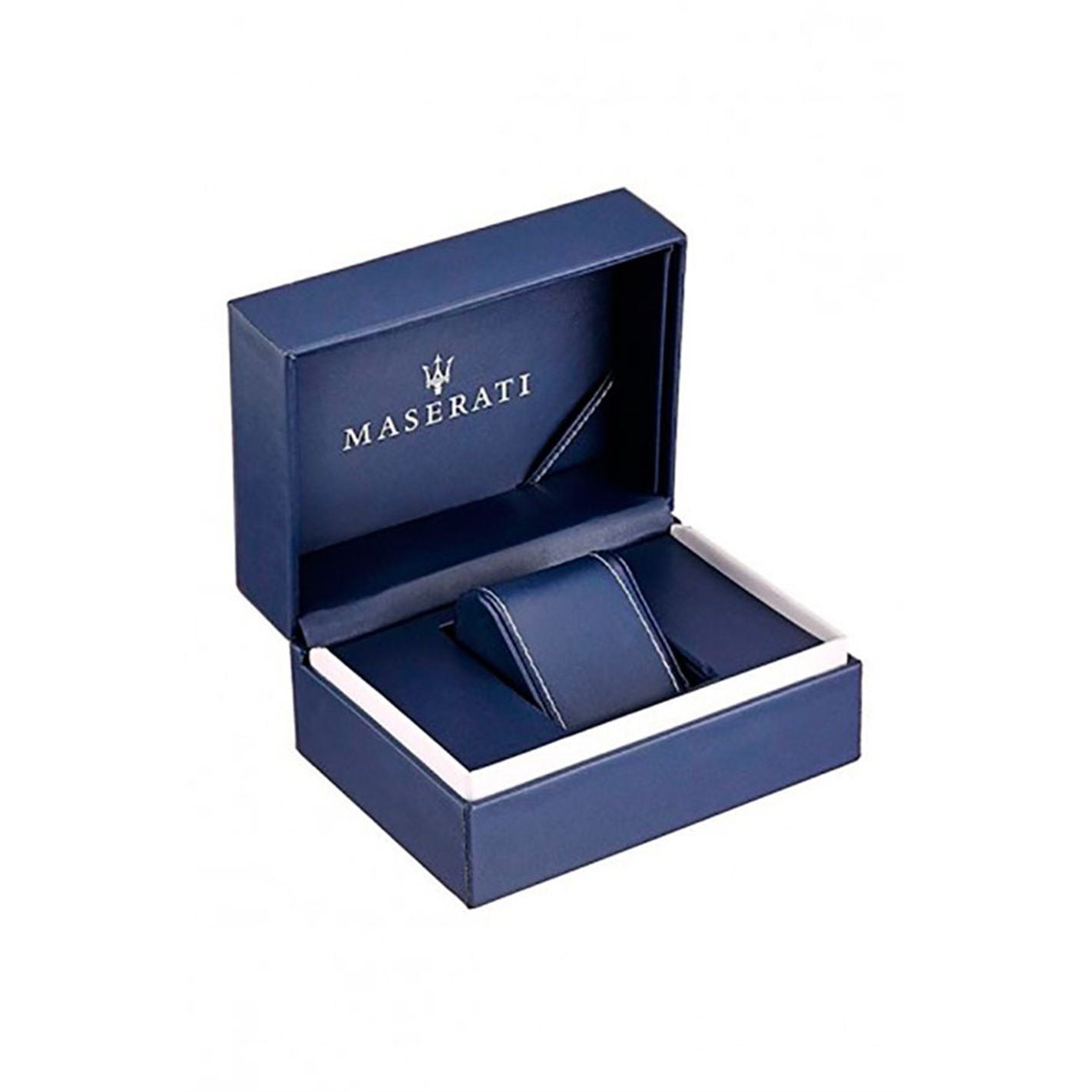 Luxury blue box for MASERATI MOD. R8853121009 wristwatch with silver details and quartz movement for gentlemen.