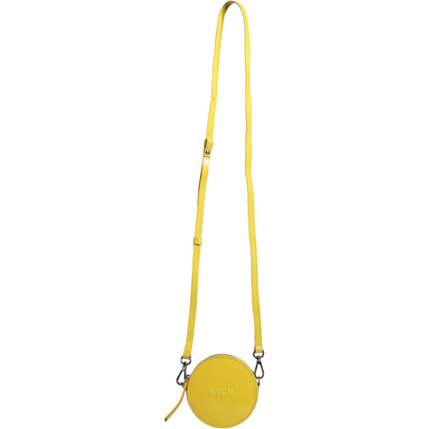 MSGM Yellow Leather Logo Crossbody Sling Shoulder Round Bag BAG1581