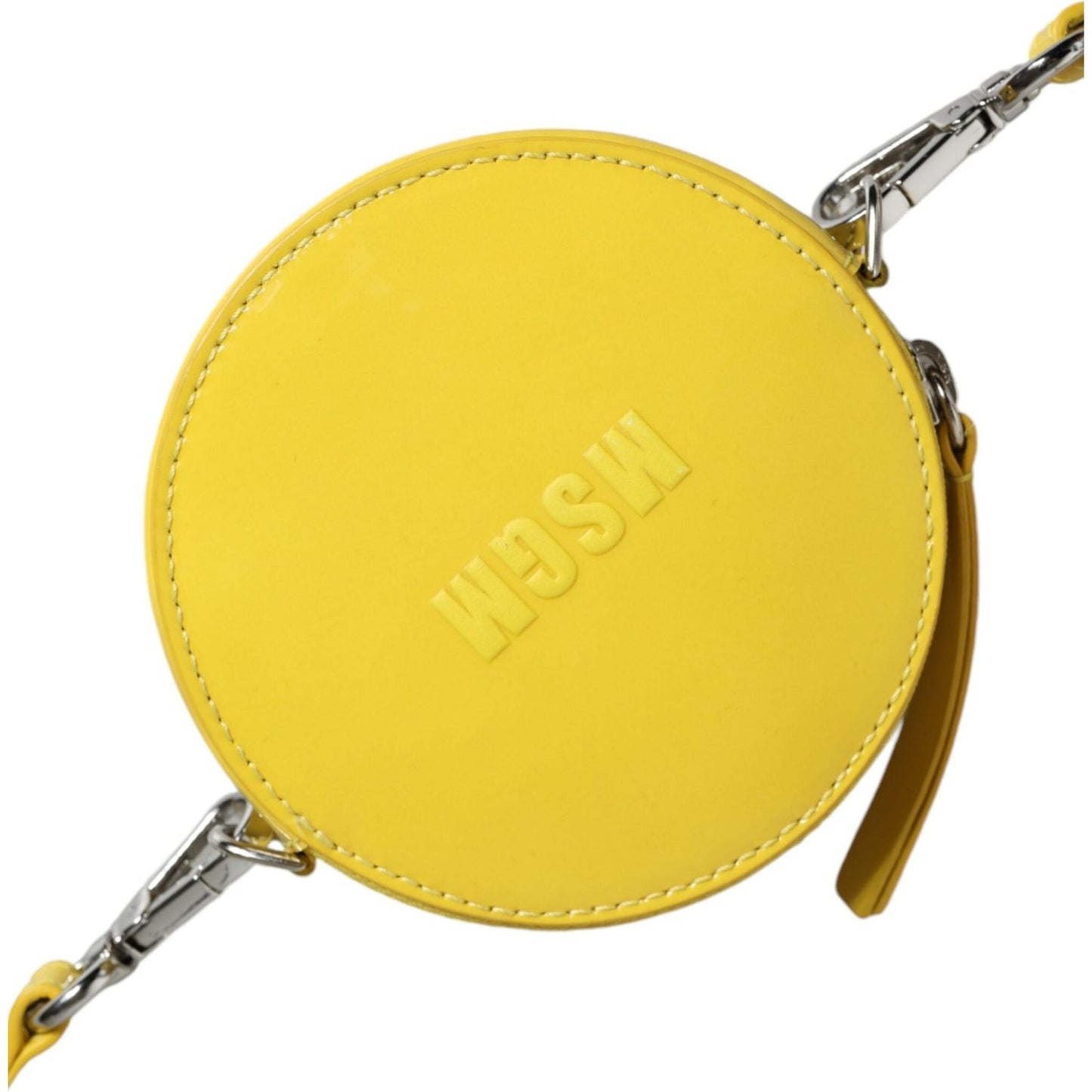 MSGM Yellow Leather Logo Crossbody Sling Shoulder Round Bag BAG1581