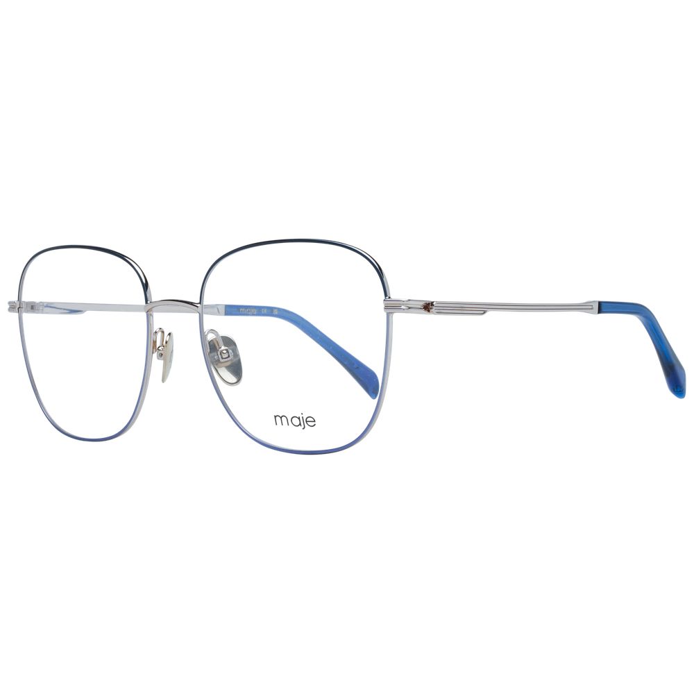 Maje Blue Women Glasses Frame in full-rim metal with demo lenses, style square, 55-18-140 dimensions, includes branded case.