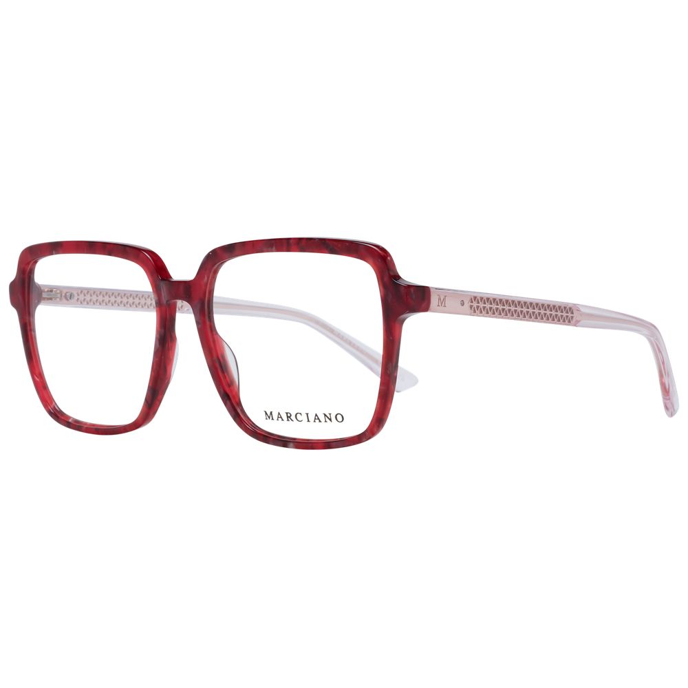 Marciano by Guess Burgundy Women Glasses Frame in square style with full-rim burgundy plastic material and branded case.