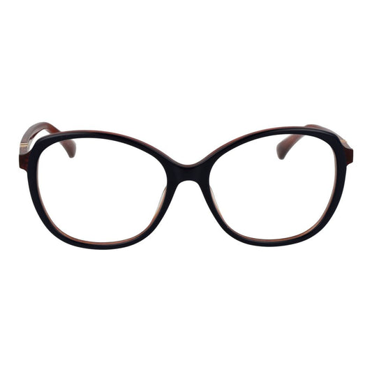 Max Mara Blue Women Glasses Frame with full-rim plastic design, demo lenses, and butterfly style, includes branded case.