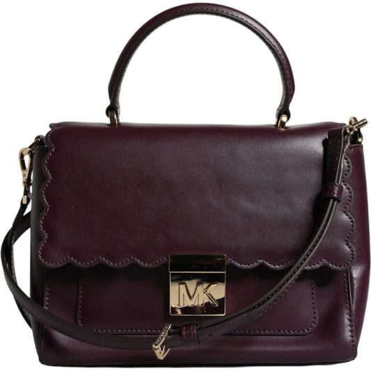 Michael Kors Purple Leather Logo Plaque Crossbody MINDY Satchel Bag MK5011
