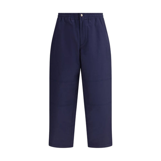 Moncler x Donald Glover Blue Cotton Casual Pants with elasticated waistband and drawstring leg for adjustable fit.
