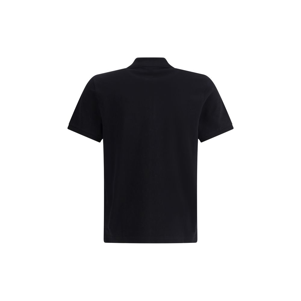 Back view of Moose Knuckles Black Cotton Polo Shirt with classic collar and logo patch for AW25 season.