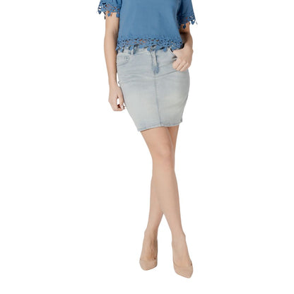 Morgan De Toi Blue Cotton Mini Skirt Morgan De Toi