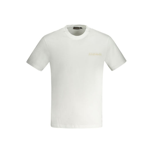 Napapijri White Cotton T-Shirt, short sleeve, regular fit, crew neck with logo, 100% organic cotton