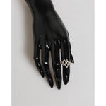 Nialaya Geometric Diamond Shape Pave CZ Crystal Jewelry Ring on mannequin hand, showcasing elegant gold design with cubic zirconia.