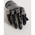 Nialaya Geometric Diamond Shape Pave CZ Crystal Jewelry Ring on black mannequin hand, gold color, handmade in Hollywood, USA.