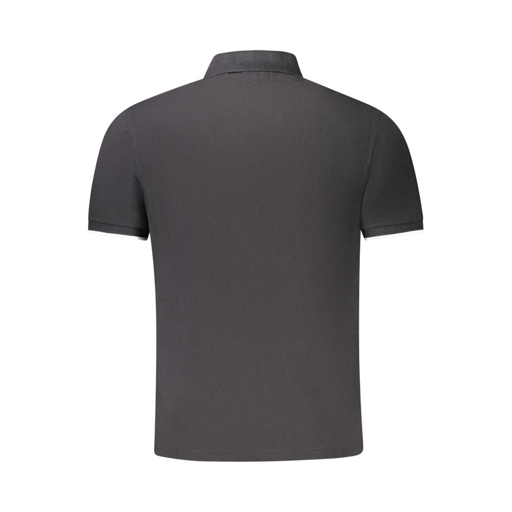 Back view of North Sails Black Cotton Men Polo Shirt showcasing sleek design and comfort.