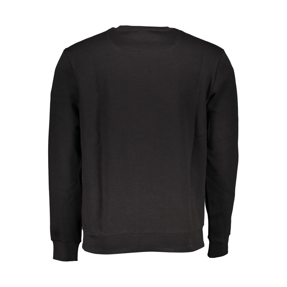 Back view of North Sails "Black Cotton Men Sweater" showcasing long sleeve and crew neck design.