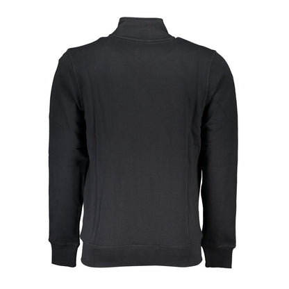 Back view of North Sails "Black Cotton Men Sweater" showcasing long sleeve and crew neck design.