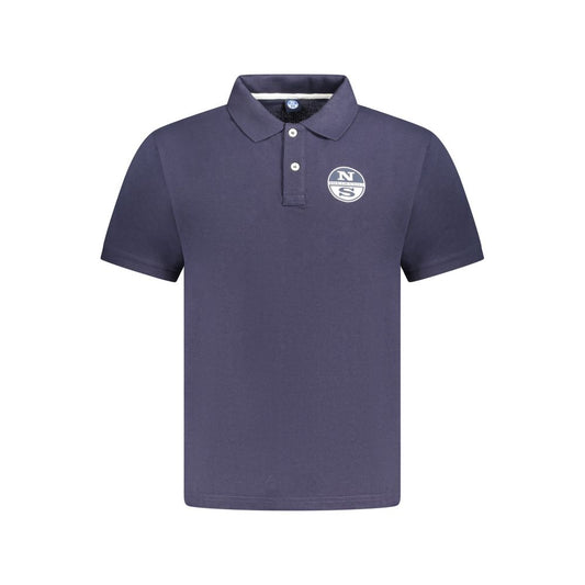 North Sails Blue Cotton Men Polo Shirt with logo and two-button placket