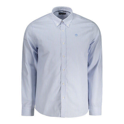 North Sails Light Blue Cotton Men Shirt with striped pattern and button-down collar