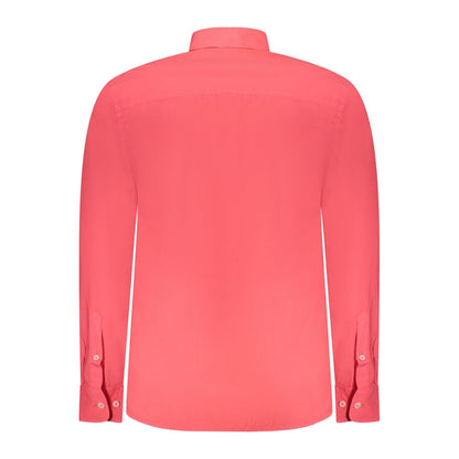 North Sails Red Cotton Shirt with long sleeves and button details, featuring embroidery and logo, ocean positive design.