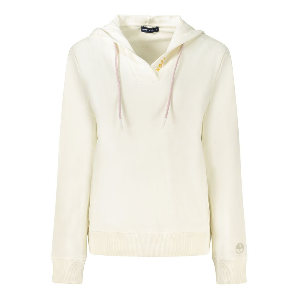 North Sails White Cotton Women Sweater with embossed logo, offering casual luxury and unmatched comfort.