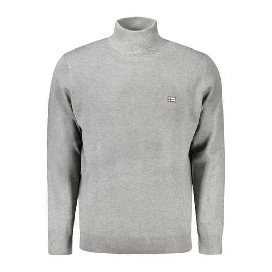 Norway 1963 Gray Polyester Sweater with high neck, long sleeves, and embroidered logo