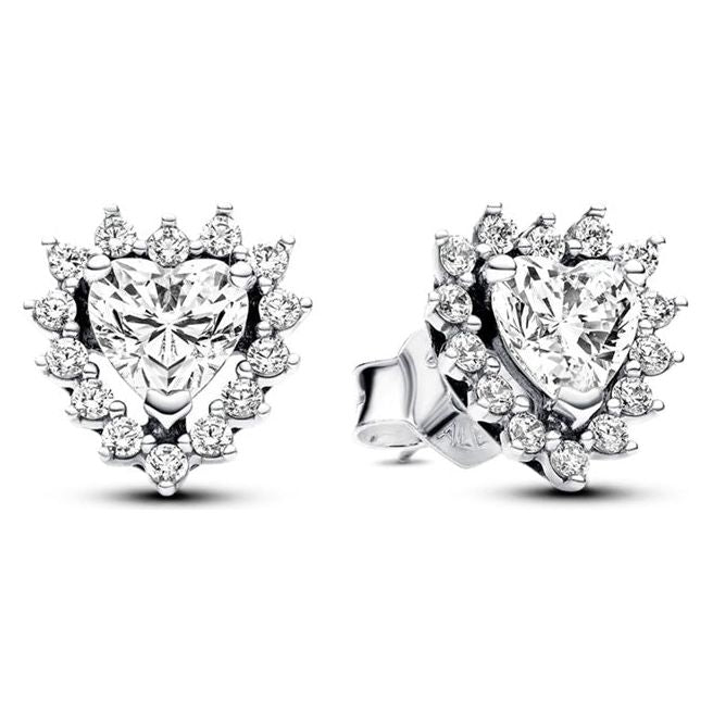 PANDORA JEWELS Mod. SPARKLING HEART HALO STUD DESIGNER FASHION JEWELLERY