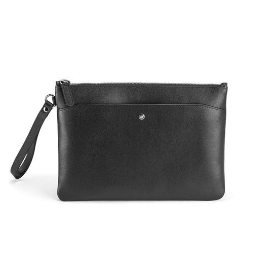 PELLETTERIA MONTEGRAPPA MOD. IC00IP00 black leather clutch with wrist strap