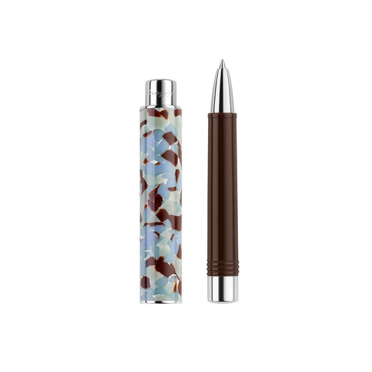 PENNE MONTEGRAPPA MOD. ISGNORAW with colorful cap and brown barrel displayed vertically