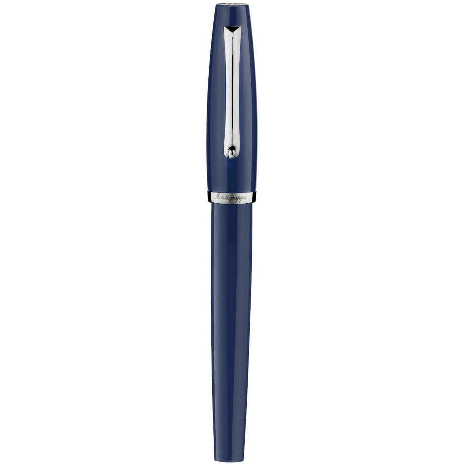 Image of PENNE MONTEGRAPPA MOD. ISMANRIB_9 luxury pen with blue body and silver clip.