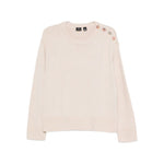 Alt Tag: PS By Paul Smith Sweaters Beige with button embellishment, round neck, long sleeves, and ribbed hem, made of wool and cotton.