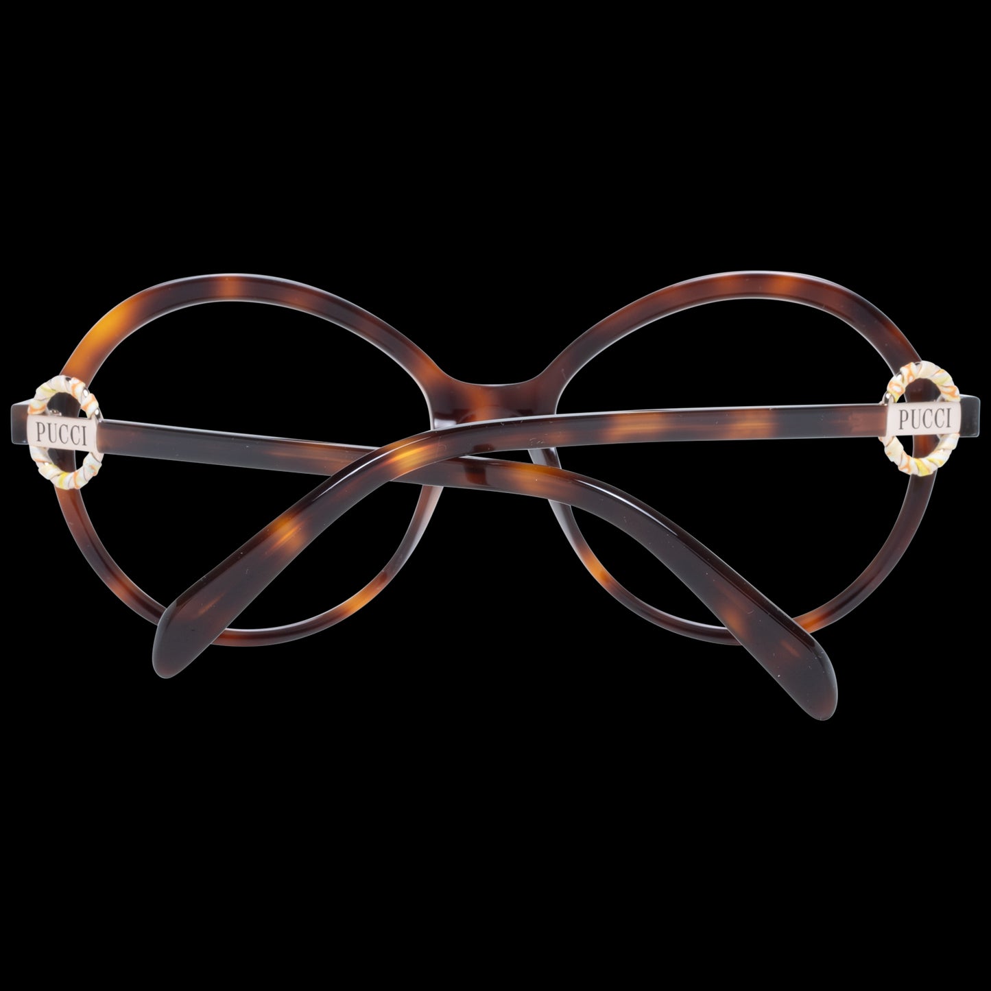 Alt Tag: Women's eyewear PUCCI MOD. EP5176 54052 showcasing intricate tortoiseshell design from the back view.