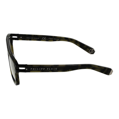 Side view of Philipp Plein Green Titanium Glasses (Frames) showcasing green titanium frame, square full-rim style, and branded temples.