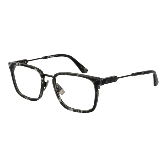 Police Gray Metal Glasses (Frames) for men, full-rim square style, grey metal frame with demo lenses, includes branded case, size 53-19-145.