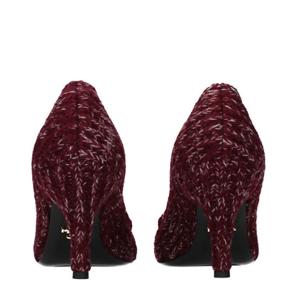 Prada Red Fabric Mid Heel Pumps