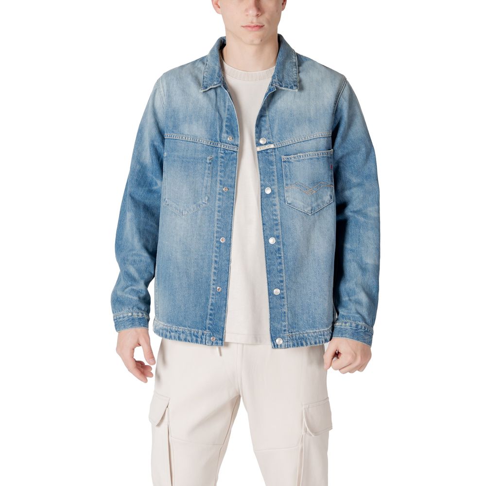 Replay Light Blue Cotton Denim Jacket Replay