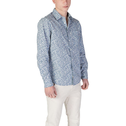 Replay Light Blue Cotton Pattern Shirt
